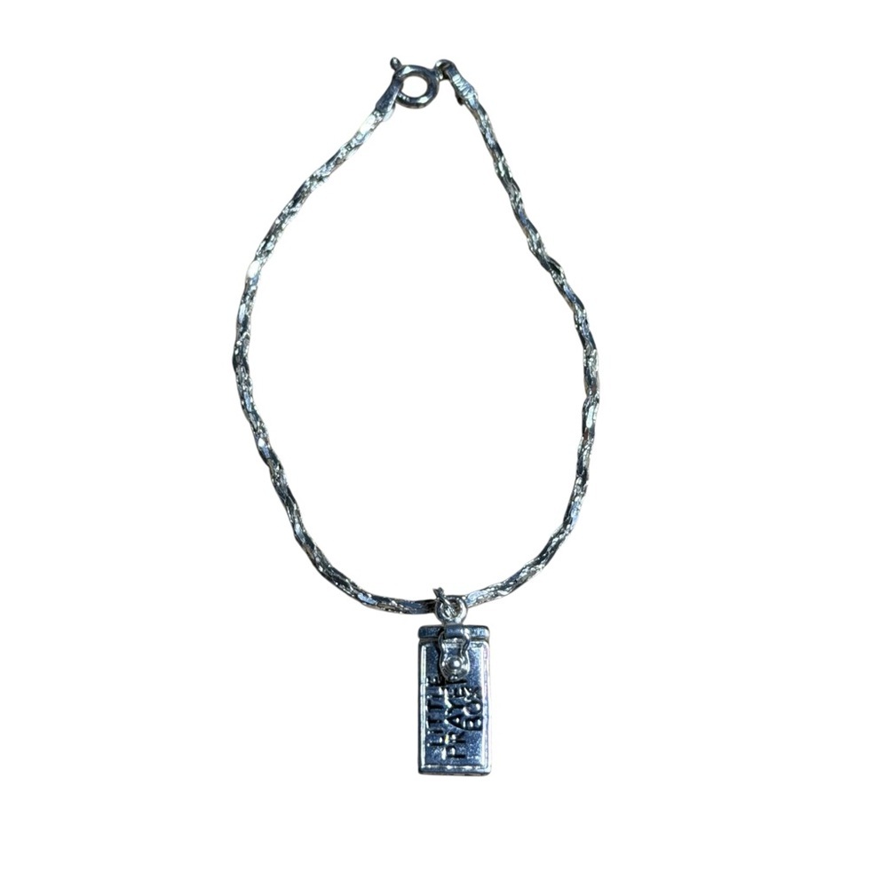 Sterling Silver Diamond Cut Bracelet with Prayer Box Charm 7”